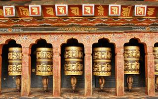 Prayer wheels in Bhutan